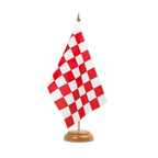 Kariert Rot-Weiß Holz Tischflagge 15 x 22 cm