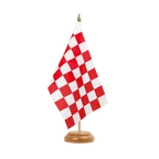 Holz Tischflagge Kariert Rot-Weiß 15 x 22 cm
