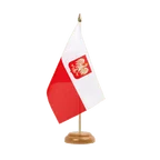 Holz Tischflagge Polen Adler 15 x 22 cm