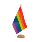 Holz Tischflagge Regenbogen 15 x 22 cm