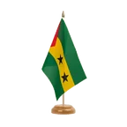 Holz Tischflagge Sao Tome & Principe 15 x 22 cm