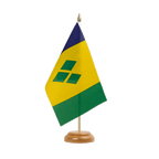 St. Vincent und die Grenadinen Holz Tischflagge 15 x 22 cm
