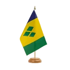 Saint Vincent and the Grenadines Table Flag 6x9", wooden