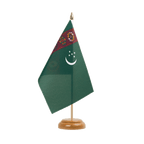 Turkmenistan Holz Tischflagge 15 x 22 cm