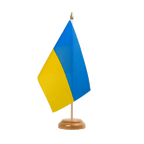 Drapeau de table Ukraine - 15 x 22 cm, bois