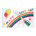 Happy Birthday Bannerfahne 90 x 150 cm, Querformat