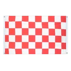 Checkered Red-White Banner Flag 3x5 ft, landscape