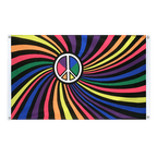 Regenbogen Peace Swirl Bannerfahne 90 x 150 cm, Querformat