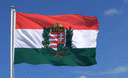 Hongrie avec Blason - Grand drapeau 150 x 250 cm