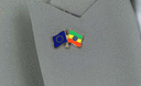 EU + Ethiopia with star - Crossed Flag Pin