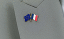 EU + France - Crossed Flag Pin