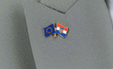 EU + Croatia - Crossed Flag Pin