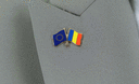 EU + Rumania - Crossed Flag Pin