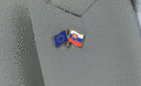 EU + Slovakia - Crossed Flag Pin