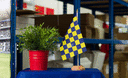 Checkered Blue-Yellow - Table Flag 6x9", wooden