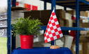 Kariert Rot-Weiß - Holz Tischflagge 15 x 22 cm