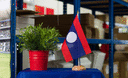 Laos - Holz Tischflagge 15 x 22 cm