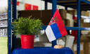 Serbie avec blason Drapeau de table 15 x 22 cm, bois