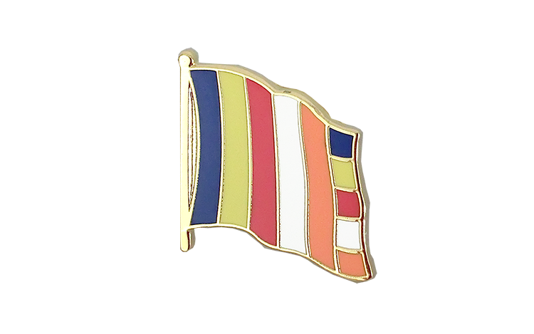 Bouddhique - Pin's drapeau 2 x 2 cm