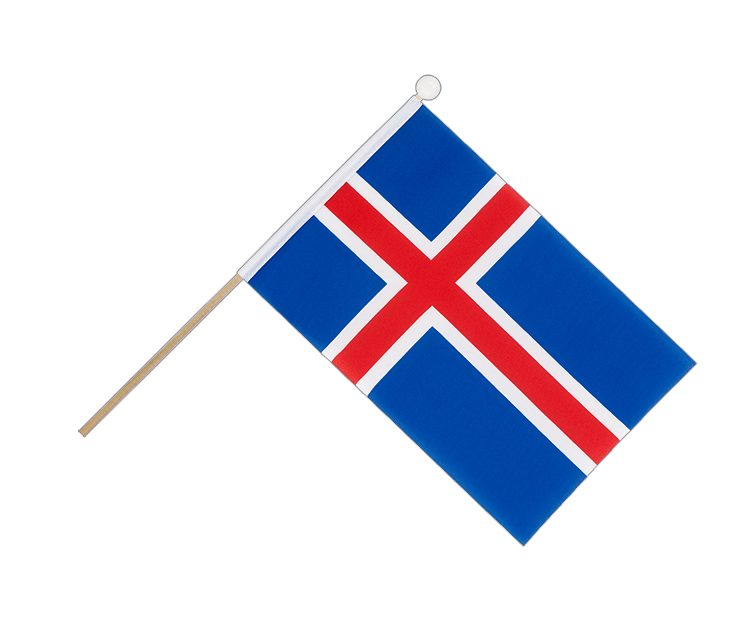 Islande - Drapeau sur hampe 15 x 22 cm
