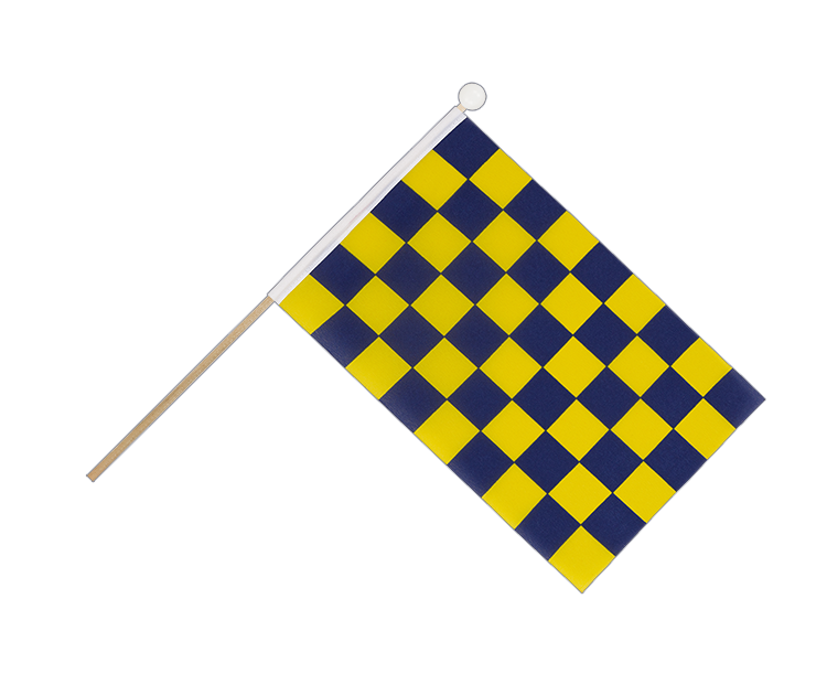 Hand Waving Flag Checkered Blue-Yellow - 6x9"