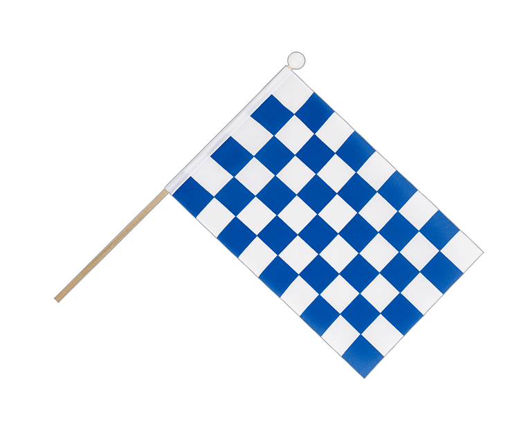 Damier Bleu-Blanc - Drapeau sur hampe 15 x 22 cm