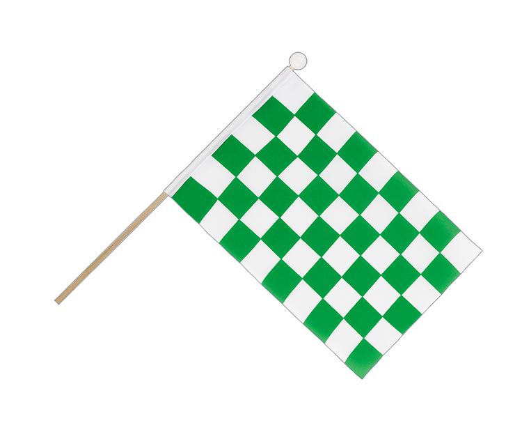 Checkered Green-White - Hand Waving Flag 6x9"
