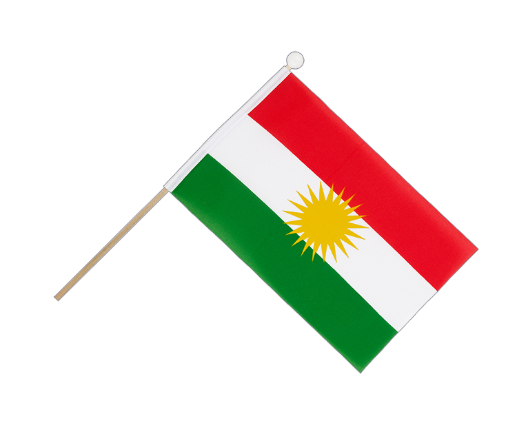 Kurdistan - Drapeau sur hampe 15 x 22 cm