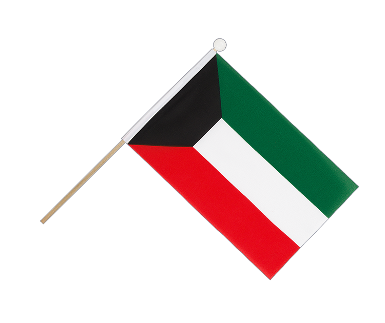 Koweït - Drapeau sur hampe 15 x 22 cm