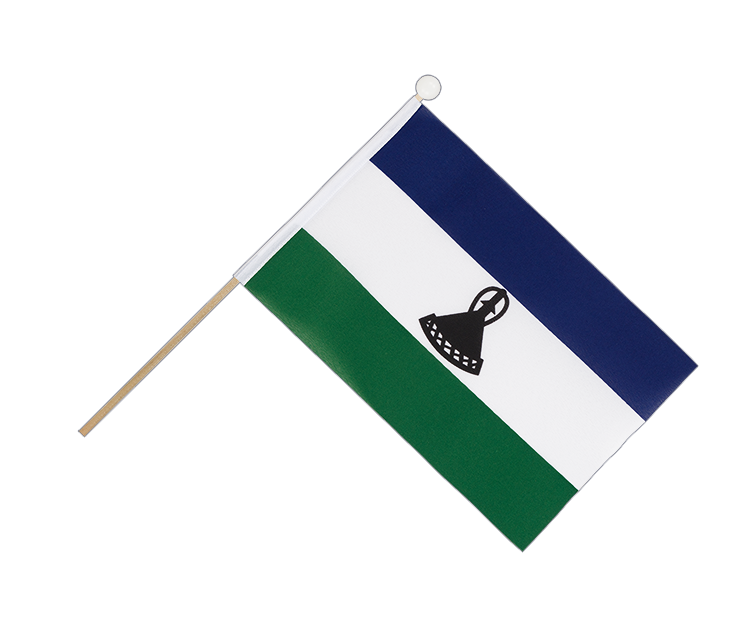 Lesotho - Drapeau sur hampe 15 x 22 cm