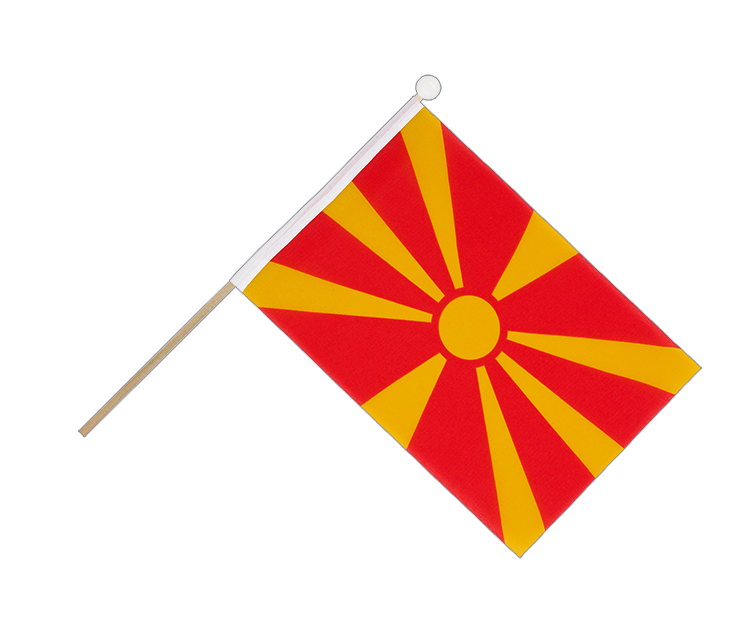 Macédoine - Drapeau sur hampe 15 x 22 cm