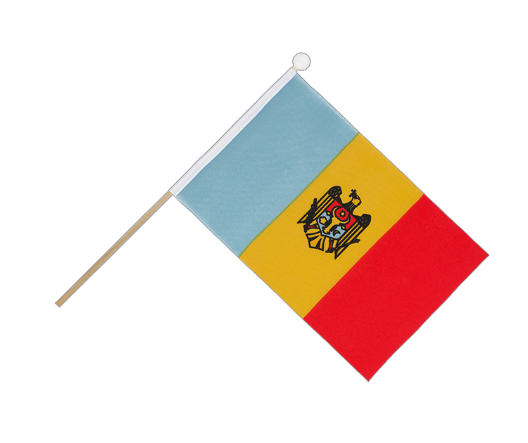 Drapeau Moldavie sur hampe 15 x 22 cm