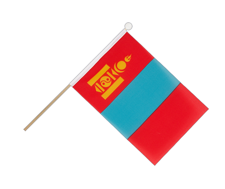Mongolie - Drapeau sur hampe 15 x 22 cm