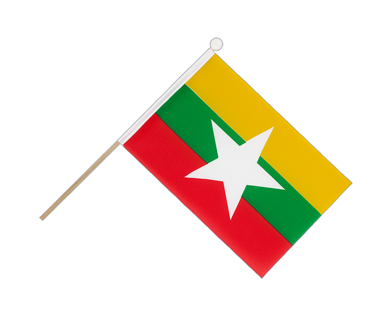 Birmanie - Drapeau sur hampe 15 x 22 cm