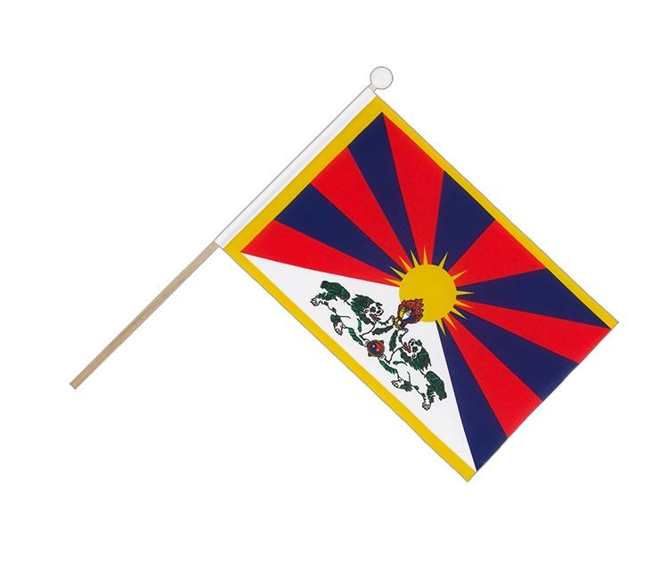 Tibet - Drapeau sur hampe 15 x 22 cm