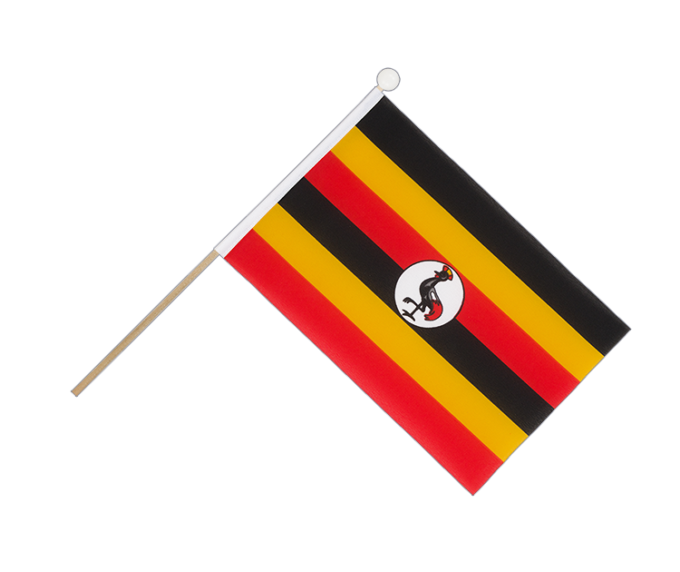 Ouganda - Drapeau sur hampe 15 x 22 cm