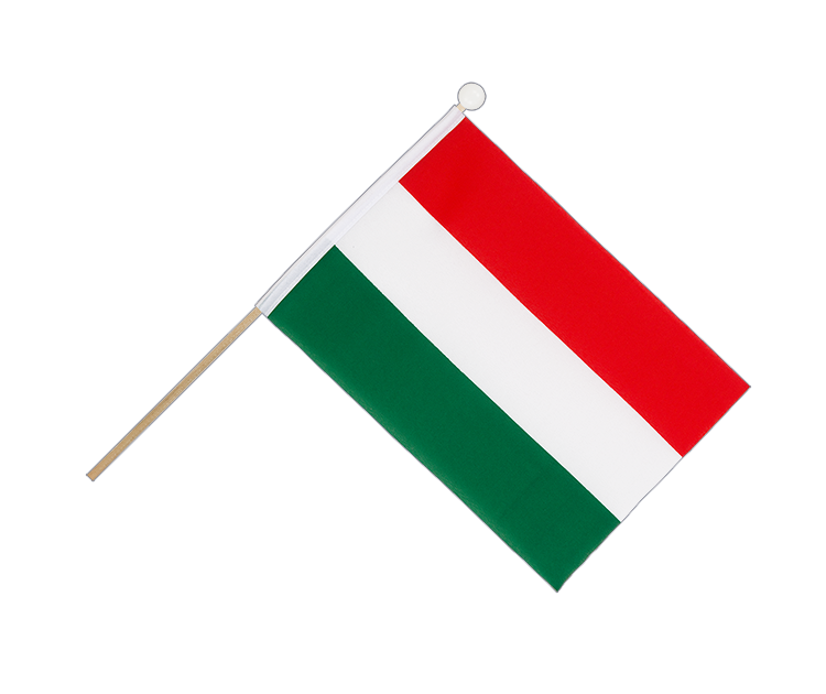 Drapeau Hongrie sur hampe 15 x 22 cm
