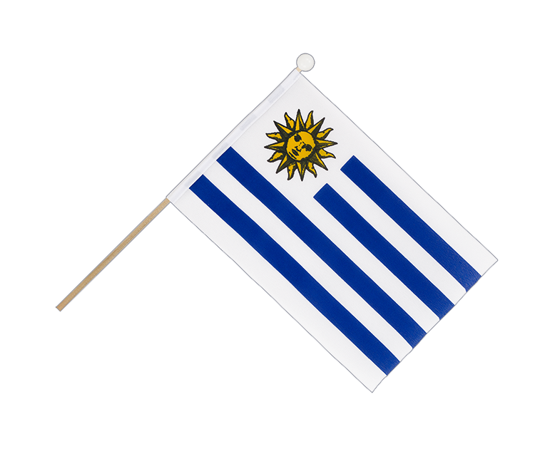 Drapeau Uruguay sur hampe 15 x 22 cm