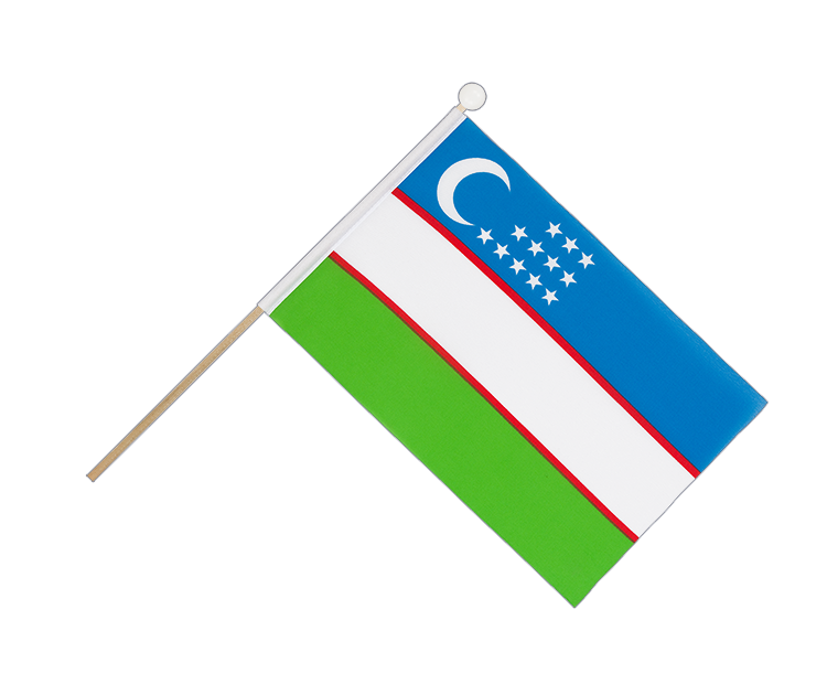 Drapeau Ouzbékistan sur hampe 15 x 22 cm