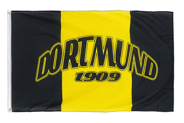 Dortmund 1909 mit drei Streifen senkrecht Flagge 90 x 150 cm