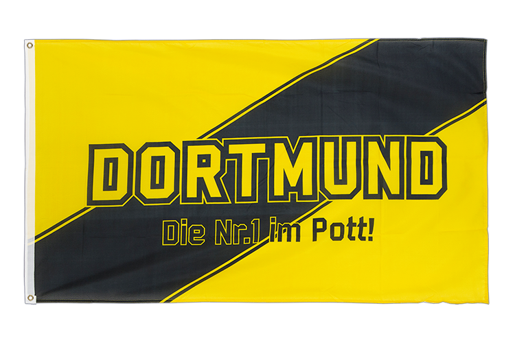 Dortmund Nr. 1 im Pott, Drei Streifen diagonal Flagge 90 x 150 cm