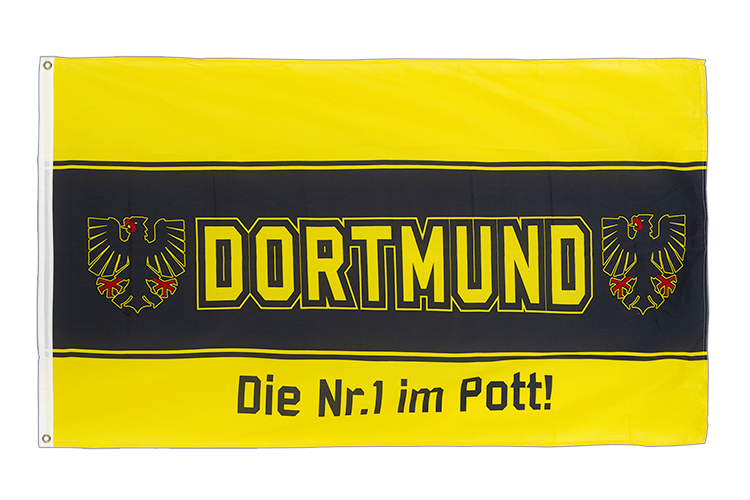 Dortmund Nr. 1 im Pott, Drei Streifen waagerecht Flagge 90 x 150 cm