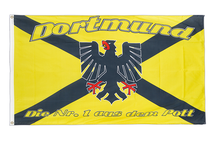 Dortmund mit Wappen, Die Nr. 1 aus dem Pott Flagge 90 x 150 cm