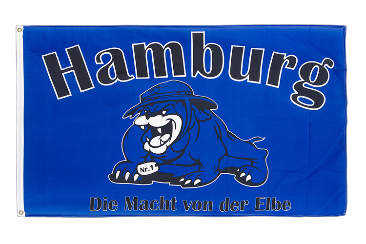 Hamburg Bulldogge, Die Macht von der Elbe Flagge 90 x 150 cm