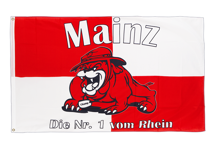 Mainz Bulldogge, Die Nr. 1 vom Rhein Flagge 90 x 150 cm