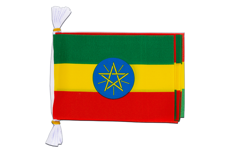 Éthiopie avec étoile - Mini Guirlande fanion 15 x 22 cm, 3 m