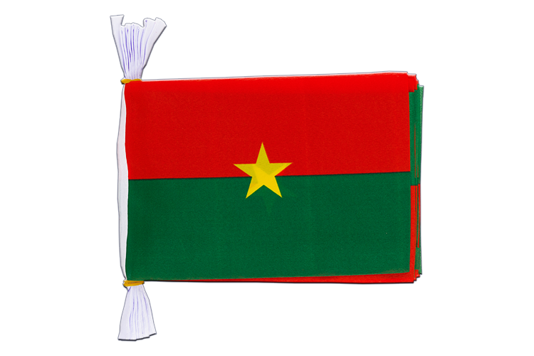 Burkina Faso - Mini Guirlande fanion 15 x 22 cm, 3 m
