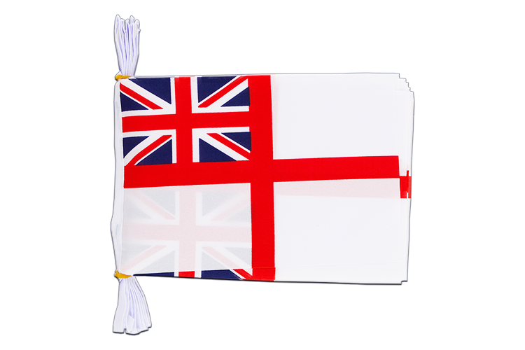 Großbritannien White Ensign Fahnenkette 15 x 22 cm, 3 m