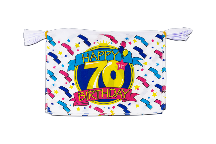 Happy Birthday 70 ans - Mini Guirlande fanion 15 x 22 cm, 3 m