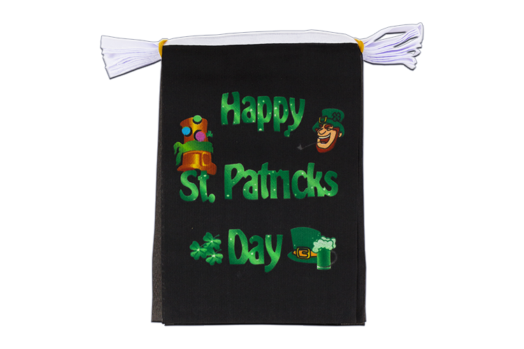 Happy St. Patrick's Day Schwarz Fahnenkette 15 x 22 cm, 3 m